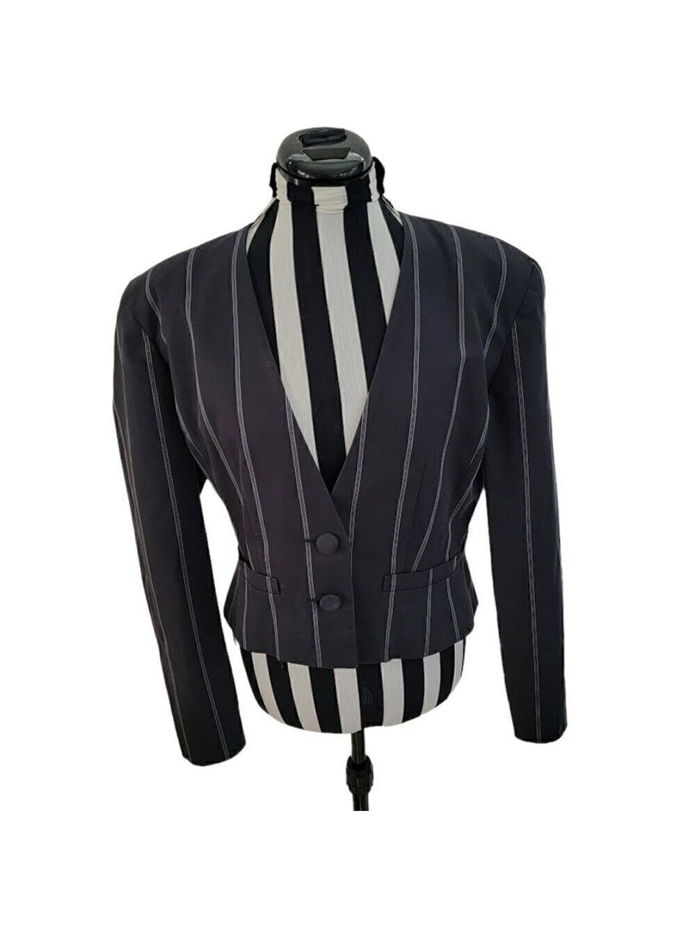 Vintage Christian Aujard Paris Cropped Pinstripe Jacket -Very 80's - Very Hot